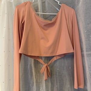 Wild Fable Coral Long Sleeve Tie-Back Crop Top
